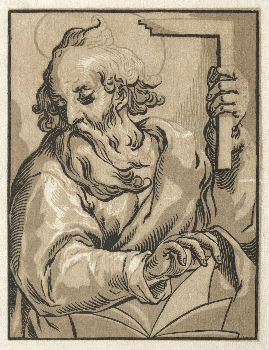 Christ and the Apostles: St. Thomas (with the Square) by Ludolph Büsinck, print, 1610-1669