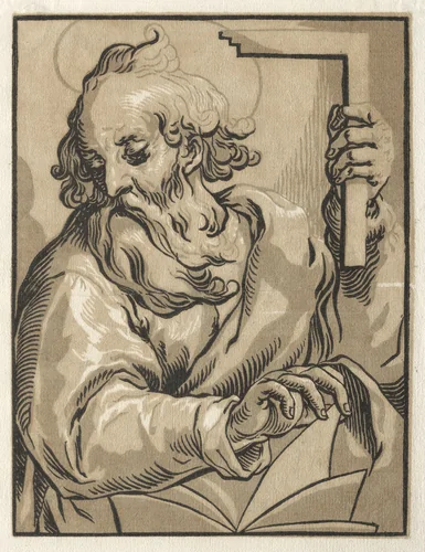 Christ and the Apostles: St. Thomas (with the Square) by Ludolph Büsinck, print, 1610-1669