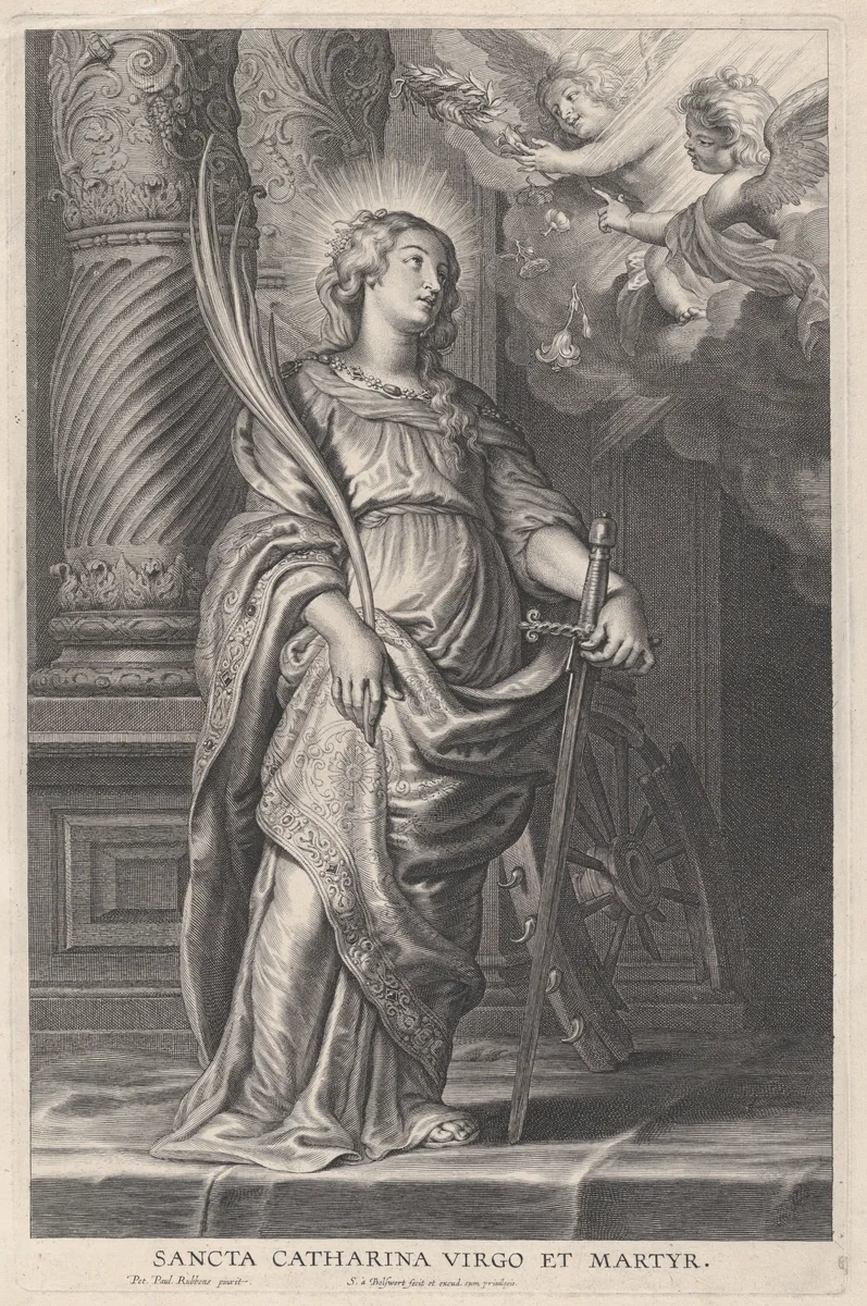 Saint Catherine by Schelte Adams Bolswert, print, 1595-1664