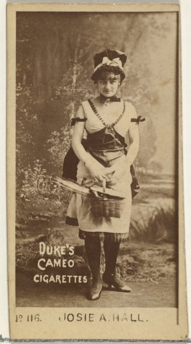 Card Number 116, Josie Hall, from the Actors and Actresses series (N145-4) issued by Duke Sons & Co. to promote Cameo Cigarettes by W. Duke, Sons & Co., photograph, 1880-1889