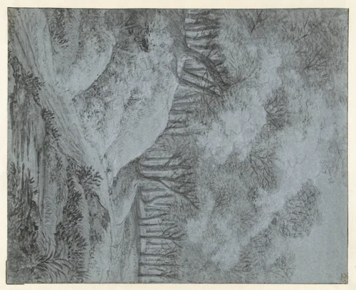 Bosgezicht by Anthonie Waterloo, drawing, 1619-1690
