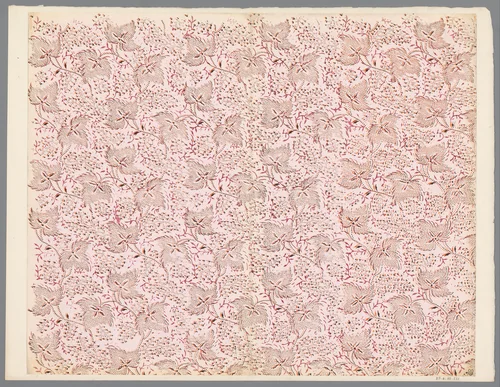 Blad met strooipatroon van bladmotief en ranken by anonymous, print, 1800-1900