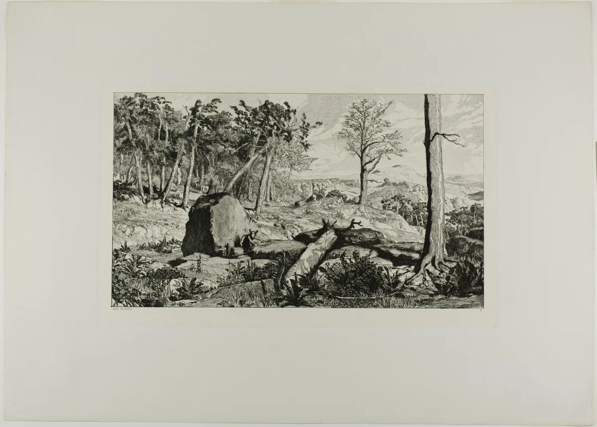 Simplicius in the Solitude of the Forest, plate ten from Intermezzos by Max Klinger, print, 1881