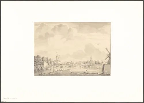 Gezicht op de Haarlemmerpoort vanaf het Singel by Dirk Verrijk, drawing, 1744-1786