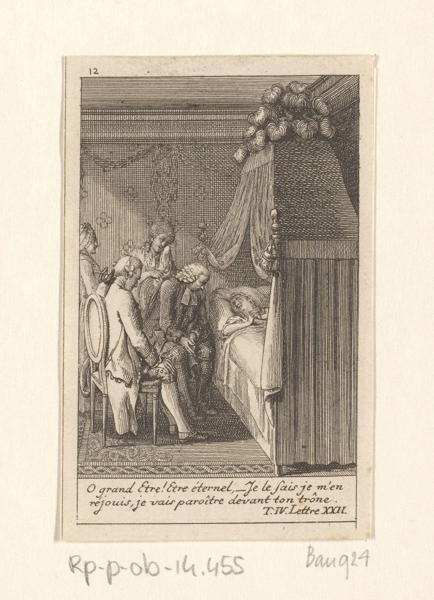 Julies sterfbed by Daniel Nikolaus Chodowiecki, print, 1782
