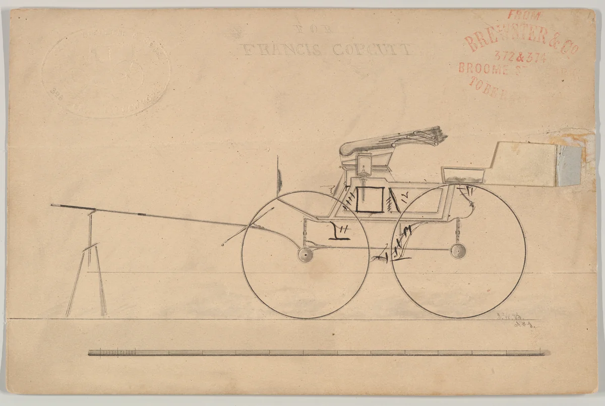 Phaeton (no number) by Brewster & Co., drawing, 1850-1870