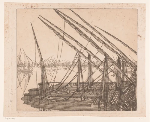 Schepen op de Nijl by Wijnand Otto Jan Nieuwenkamp, print, 1909