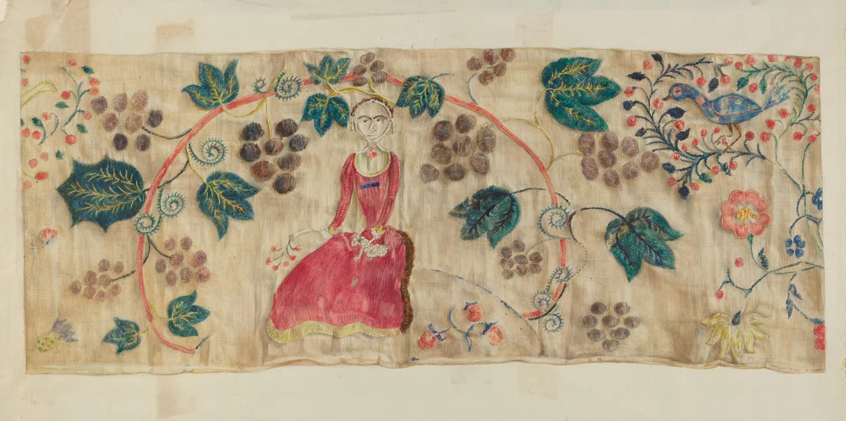 Crewel Embroidered Valance by Lawrence Peterson, index of american design, 1936