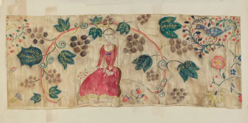 Crewel Embroidered Valance by Lawrence Peterson, index of american design, 1936