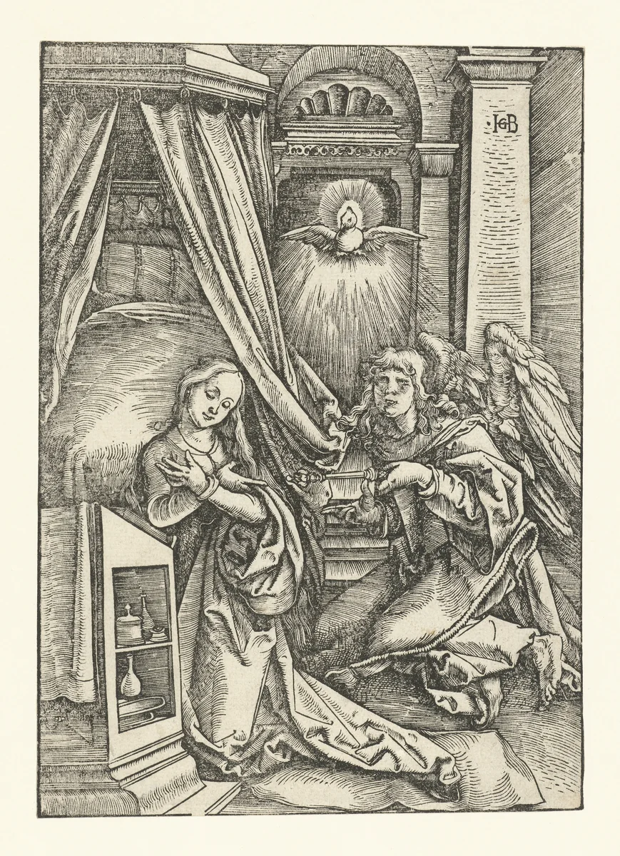Engel Gabriël brengt boodschap aan Maria by Unknown, print, 1512-1516