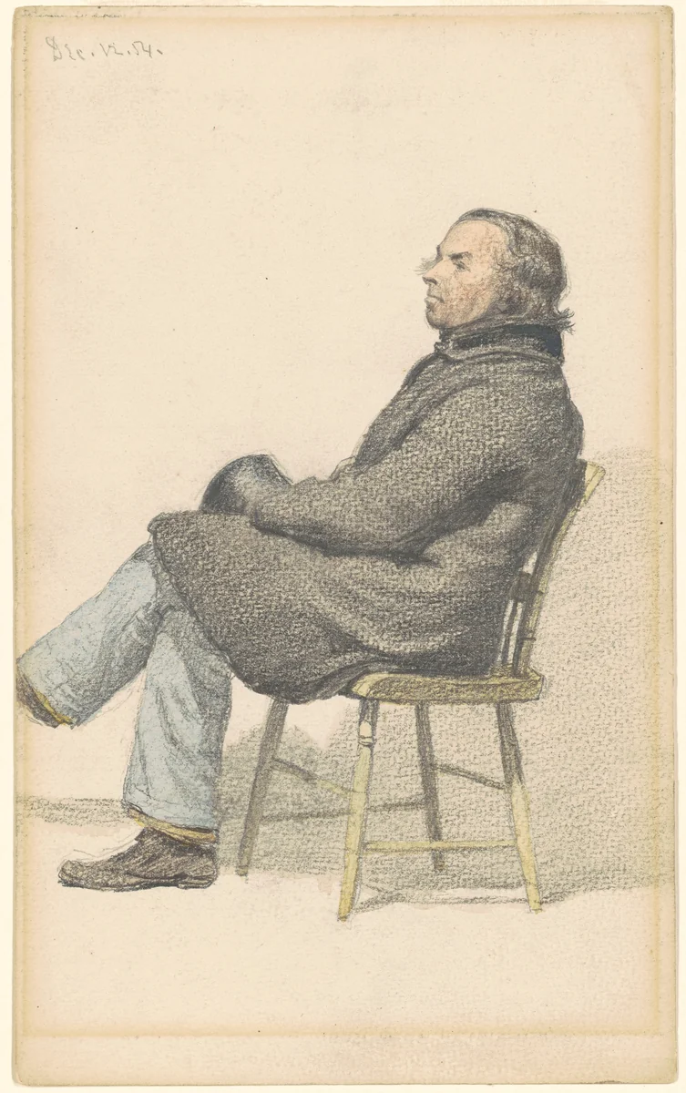 Man Seated in Hitchcock Chair by Sanford Robinson Gifford, drawing, 1854