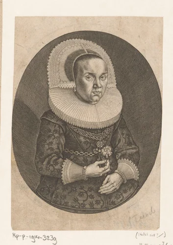 Portret van Regina Schwind by Sebastian Furck, print, 1610-1655