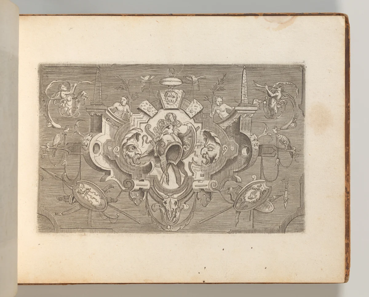 Targhe ed altri ornati di varie e capricciose invenzioni (Cartouches and other ornaments of various and capricious invention, page 2) by Jacob Floris, book, 1773