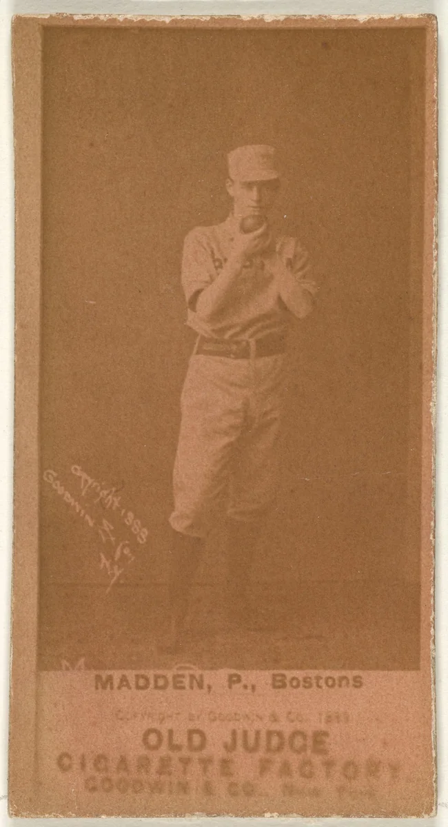 Madden, Pitcher, Boston, from the Old Judge series (N172) for Old Judge Cigarettes by Goodwin & Company, photograph, 1887-1890