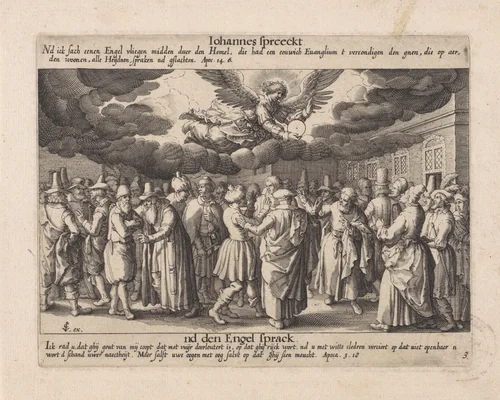 Engel van het laatste oordeel by Pieter Serwouters, print, 1611