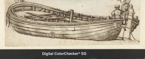 Sloep van de VOC kamer van Amsterdam met een man aan het roer en een trompetter by Jacob Esselens, drawing, 1636-1687
