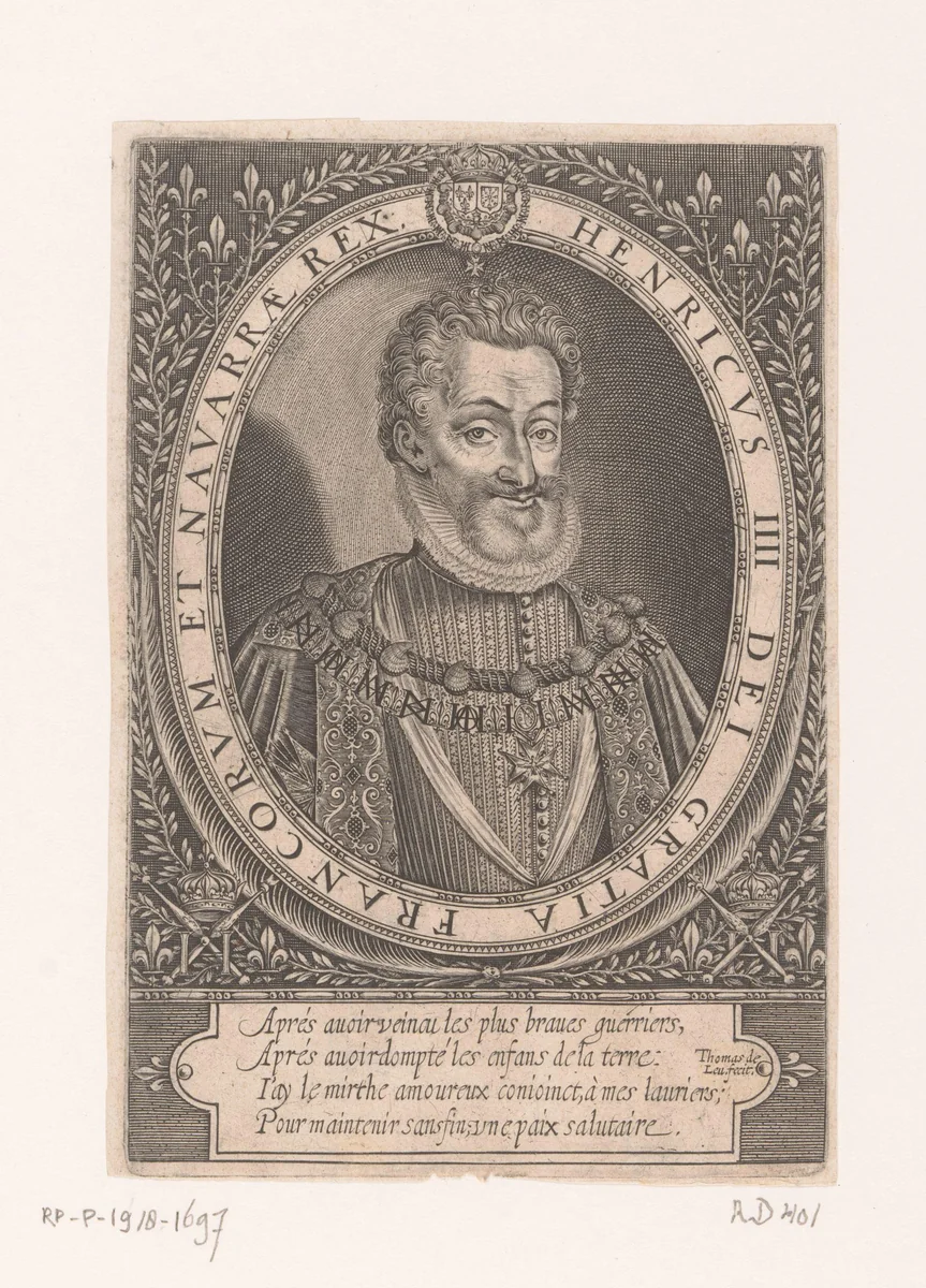 Portret van Hendrik IV, koning van Frankrijk en Navarra by Unknown, print, 1576-1614