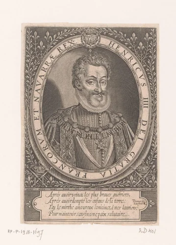 Portret van Hendrik IV, koning van Frankrijk en Navarra by Unknown, print, 1576-1614