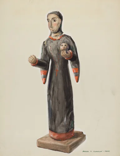 Santa Rita - (Bulto) by Majel G. Claflin, index of american design, 1938