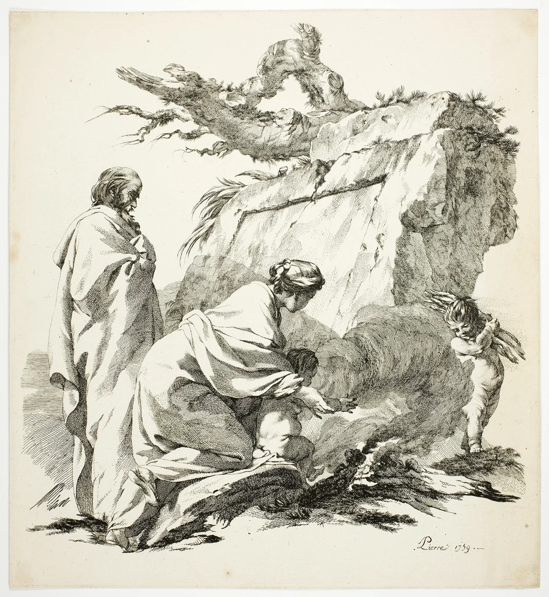 The Flight into Egypt by Jean-Baptiste-Marie Pierre, print, 1759