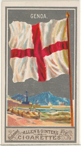 Genoa, from the City Flags series (N6) for Allen & Ginter Cigarettes Brands by Allen & Ginter, print, 1887