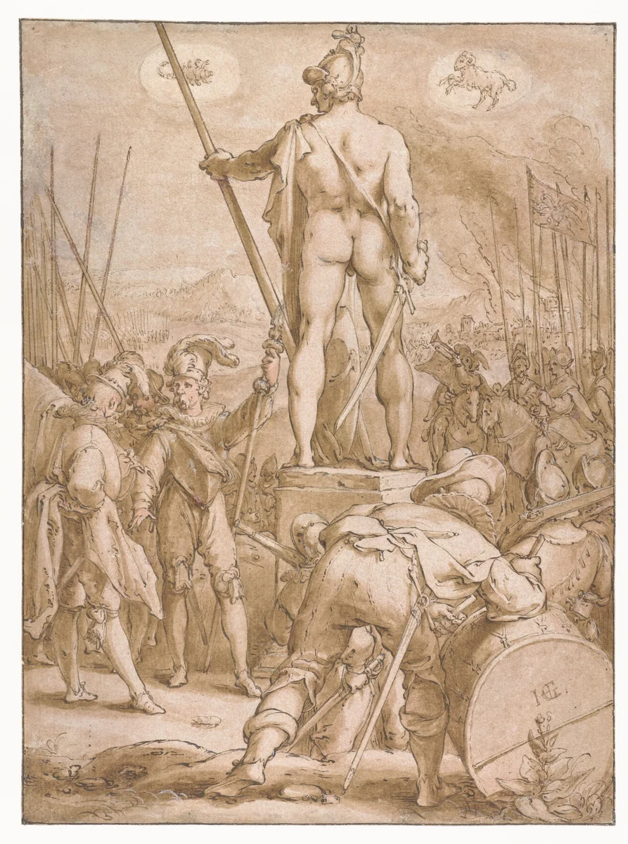 Mars by Hendrick Goltzius, drawing, 1591-1596
