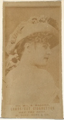 Card Number 596, Mrs. A. Maddick, from the Actors and Actresses series (N145-3) issued by Duke Sons & Co. to promote Cross Cut Cigarettes by W. Duke, Sons & Co., photograph, 1880-1889