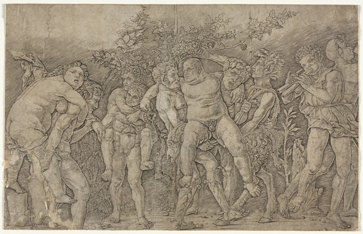Bacchanal with Silenus by Andrea Mantegna, print, 1481