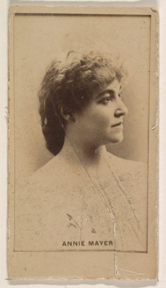 Annie Mayer, from the Actresses series (N245) issued by Kinney Brothers to promote Sweet Caporal Cigarettes by Kinney Brothers Tobacco Company, photograph, 1890