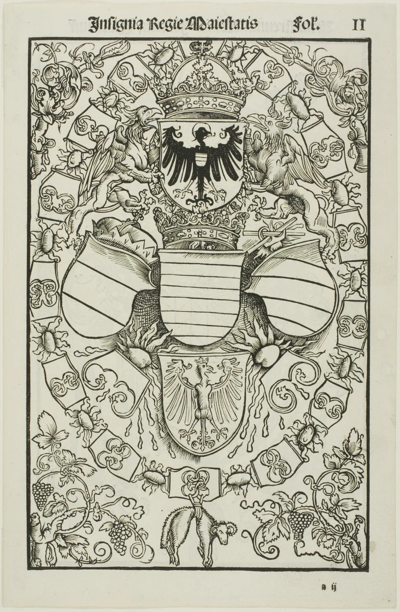 Coat of Arms of Maximilian I as King of the Romans by Albrecht Dürer, print, 1517
