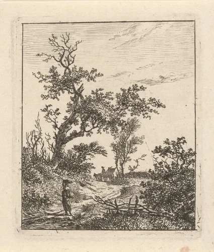 Landschap met vrouw en kar by Hermanus Fock, print, 1781-1822