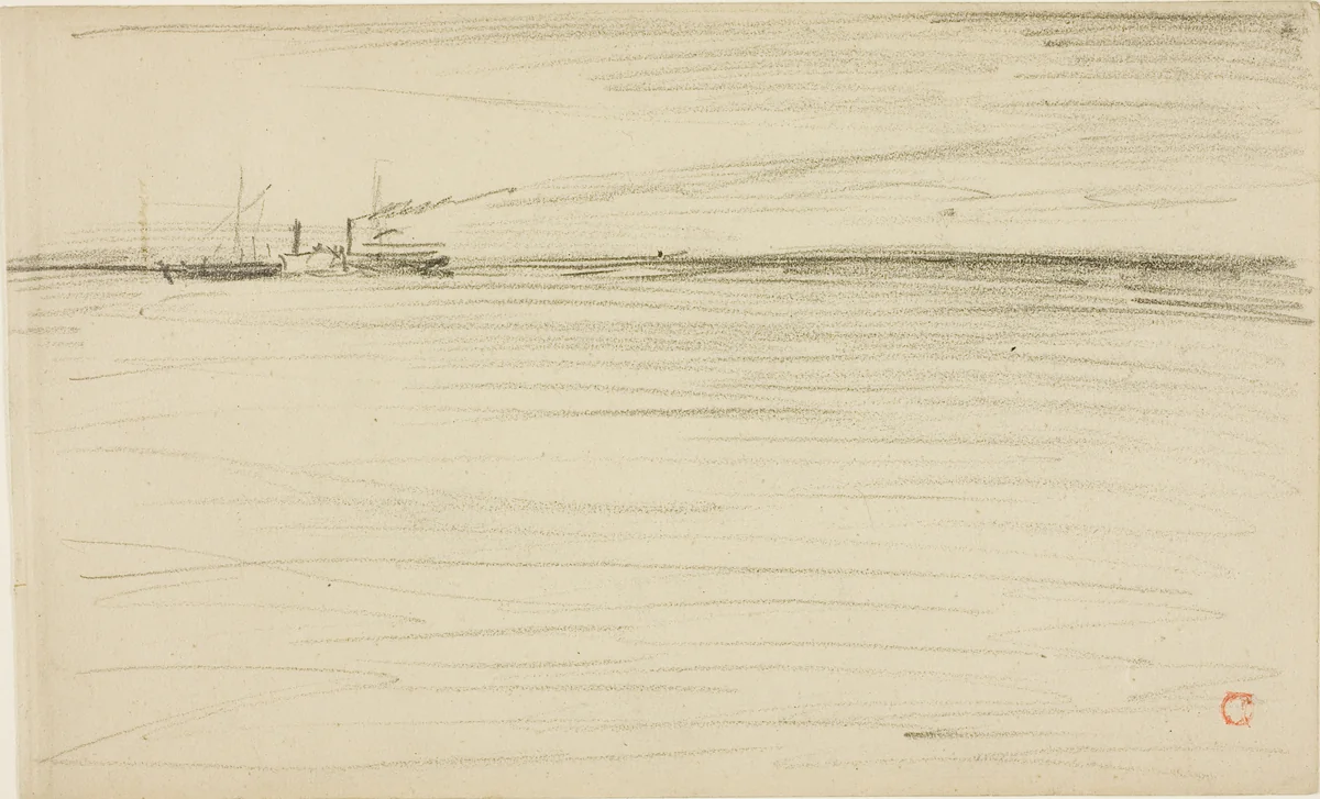 Crossing the Channel by Charles-François Daubigny, drawing, 1866