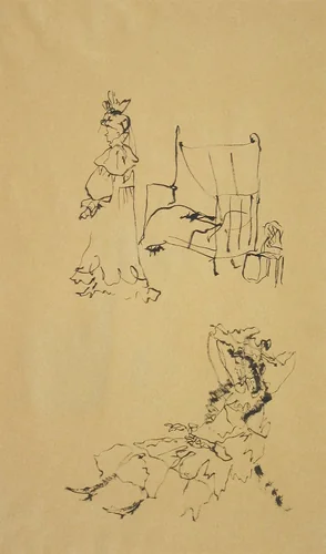 Costume studies for the play The Madwoman of Chaillot by Christian Bérard, drawing, 1945