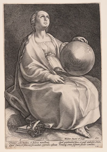 Urania, The Muse of Astronomy, from The Nine Muses by Hendrick Goltzius, print, 1592