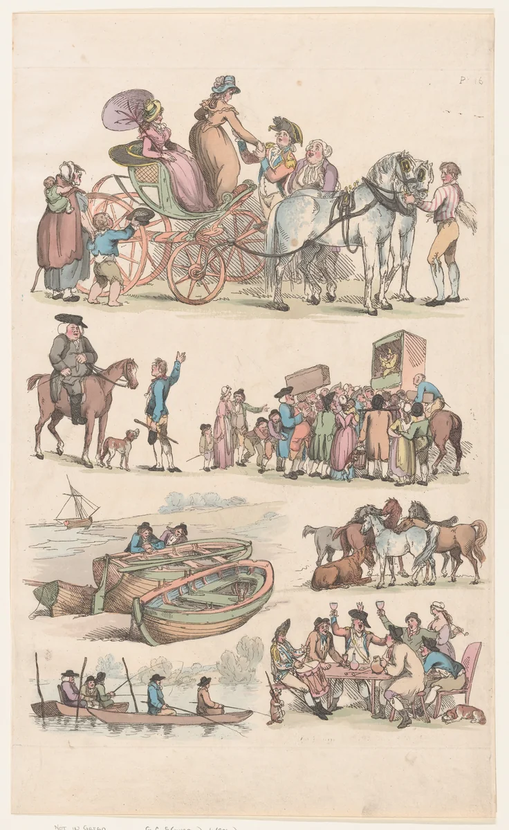 Plate 16, Outlines of Figures, Landscapes and Cattle...for the Use of Learners by Thomas Rowlandson, print, 1790