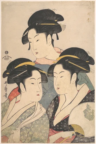 Three Beauties of the Kwansei Period by Kitagawa Utamaro (喜多川歌麿), print, 1781-1801