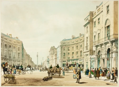 Regent Street Looking Towards the Duke of York's Column, plate twelve from Original Views of London as It Is by Thomas Shotter Boys, print, 1842