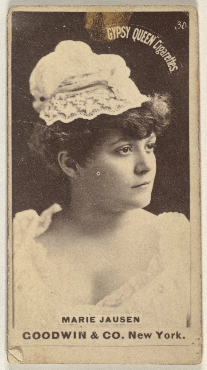 Marie Jausen, from the Actors and Actresses series (N171) for Gypsy Queen Cigarettes by Goodwin & Company, photograph, 1886-1890