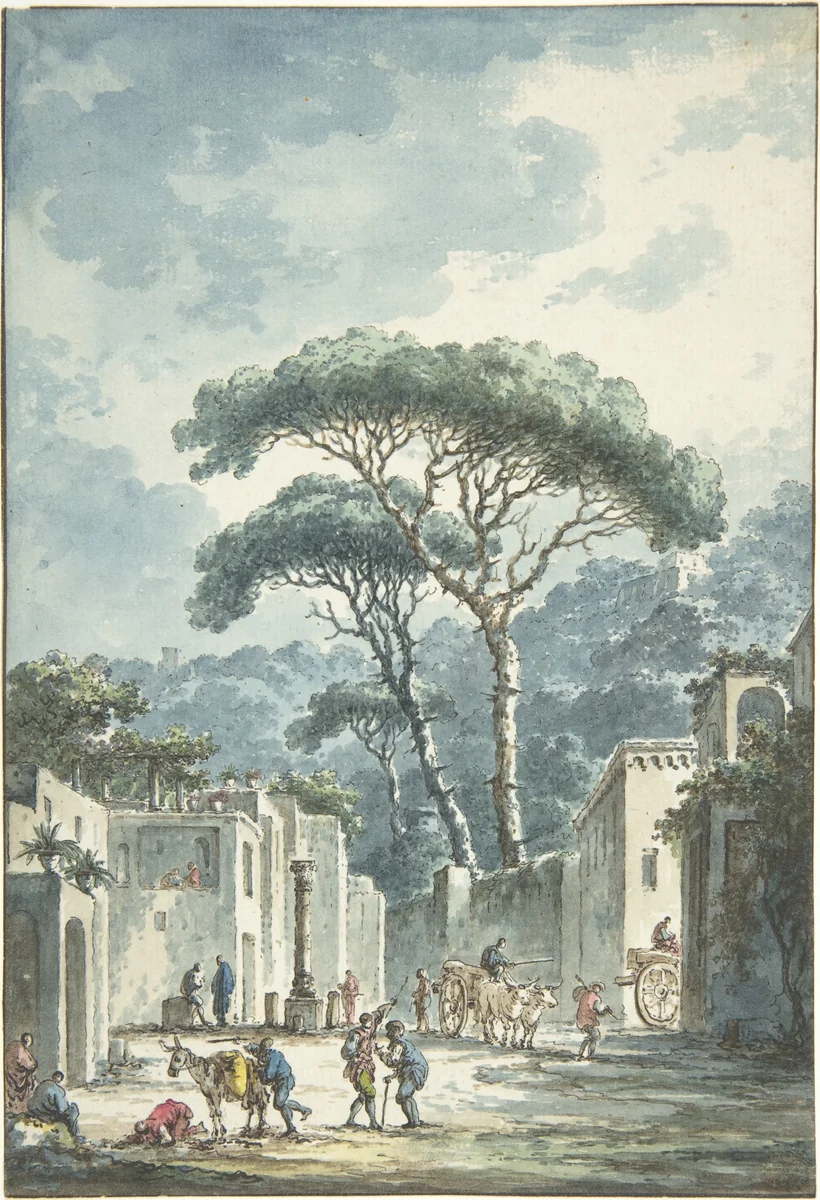 Road Leading to the Grotto of Posillipo by Claude Louis Châtelet, drawing, 1765-1794
