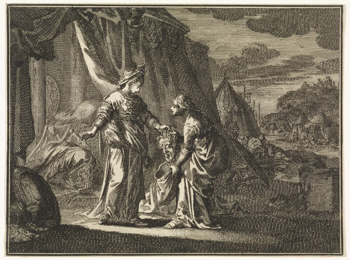 Judith met het hoofd van Holofernes by Jan Luyken, print, 1712