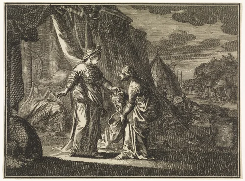 Judith met het hoofd van Holofernes by Jan Luyken, print, 1712