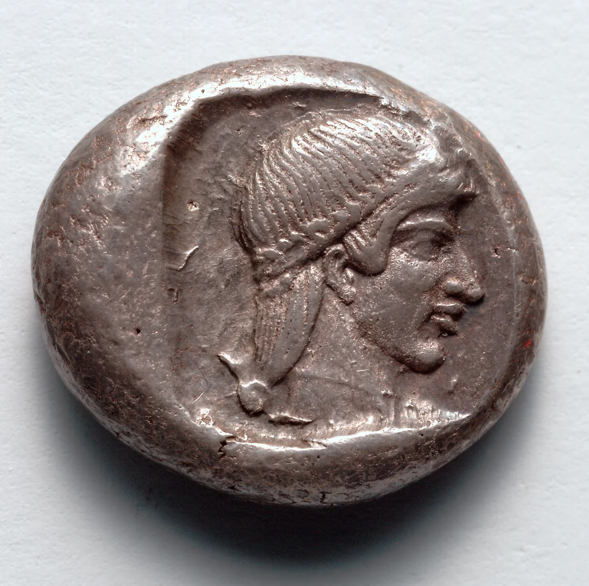 Drachm: Head of Aphrodite, r., within incuse square (reverse) by Unknown, metalwork, -465--449