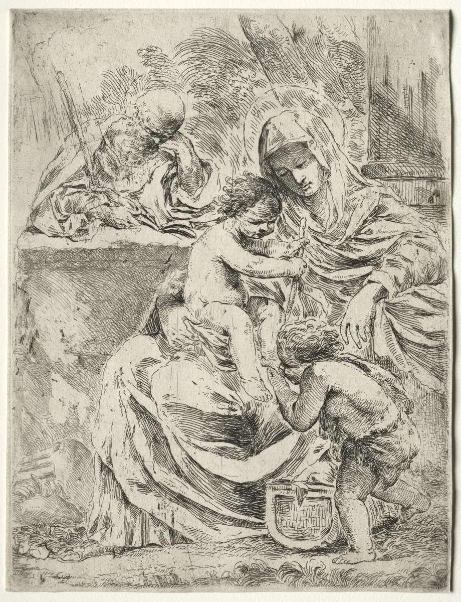 The Holy Family by Francesco Amato, print, 1610-1640