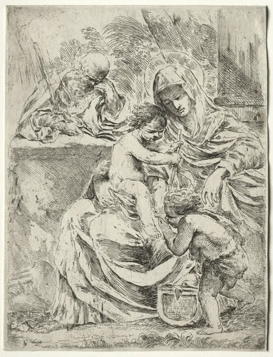 The Holy Family by Francesco Amato, print, 1610-1640