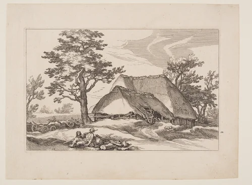 Plate 12, from Landscapes with Farmhouses by Boëtius Adamsz. Bolswert, print, 1614