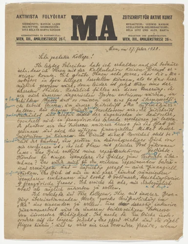 MA Magazine letterhead by Lajos Kassák, design, 1923