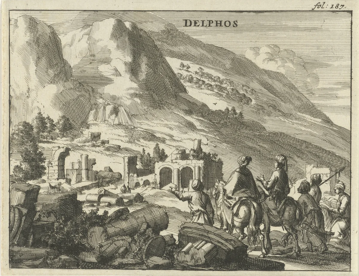 Gezicht op Delphi by Jan Luyken, print, 1689