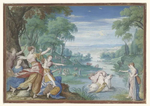 Ontvoering van Europa by Hans Bol, drawing, 1585