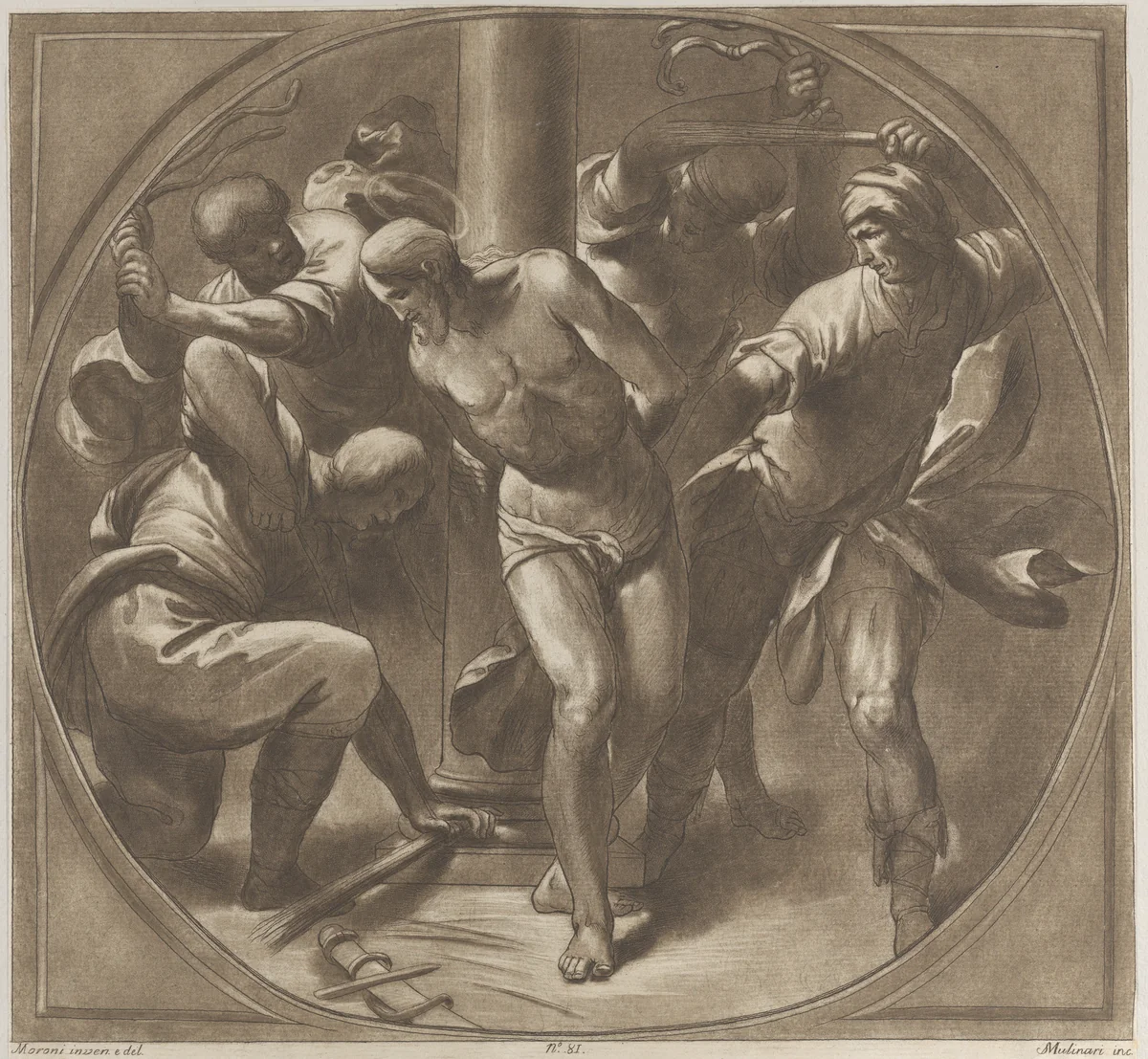 Flagellation of Christ by Stefano Mulinari, print, 1760-1790