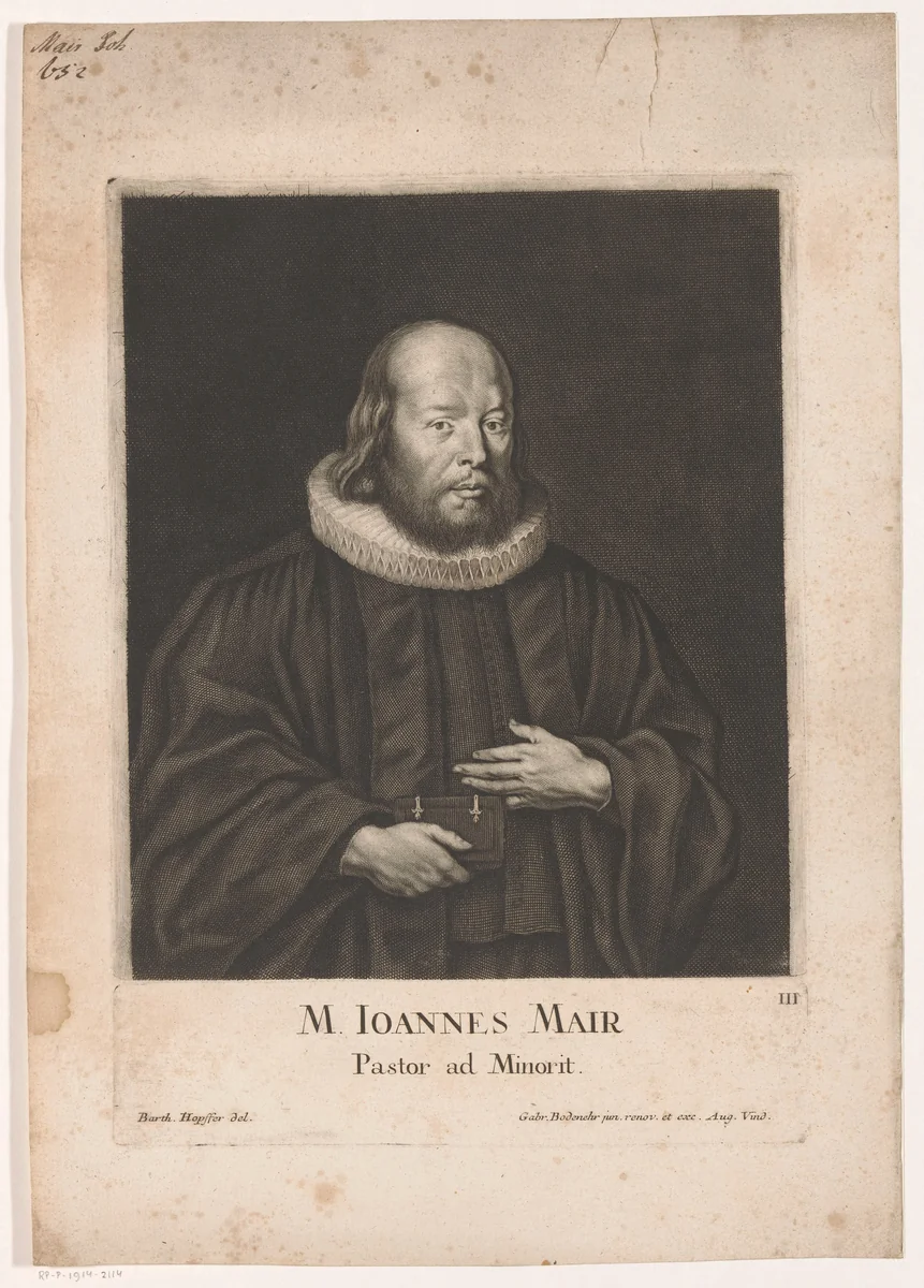 Portret van Johann Mair by Bartholomäus Kilian, print, 1656
